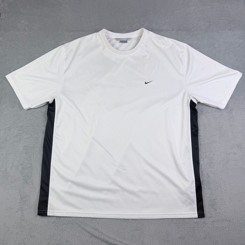 Nike Mens XXL White Black Side Stripe Short Sleeve Athletic Shirt U5SID 197518